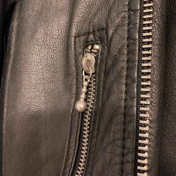 Allsaints XS vintage Conroy jacket matte finish silver zipper and middle zip